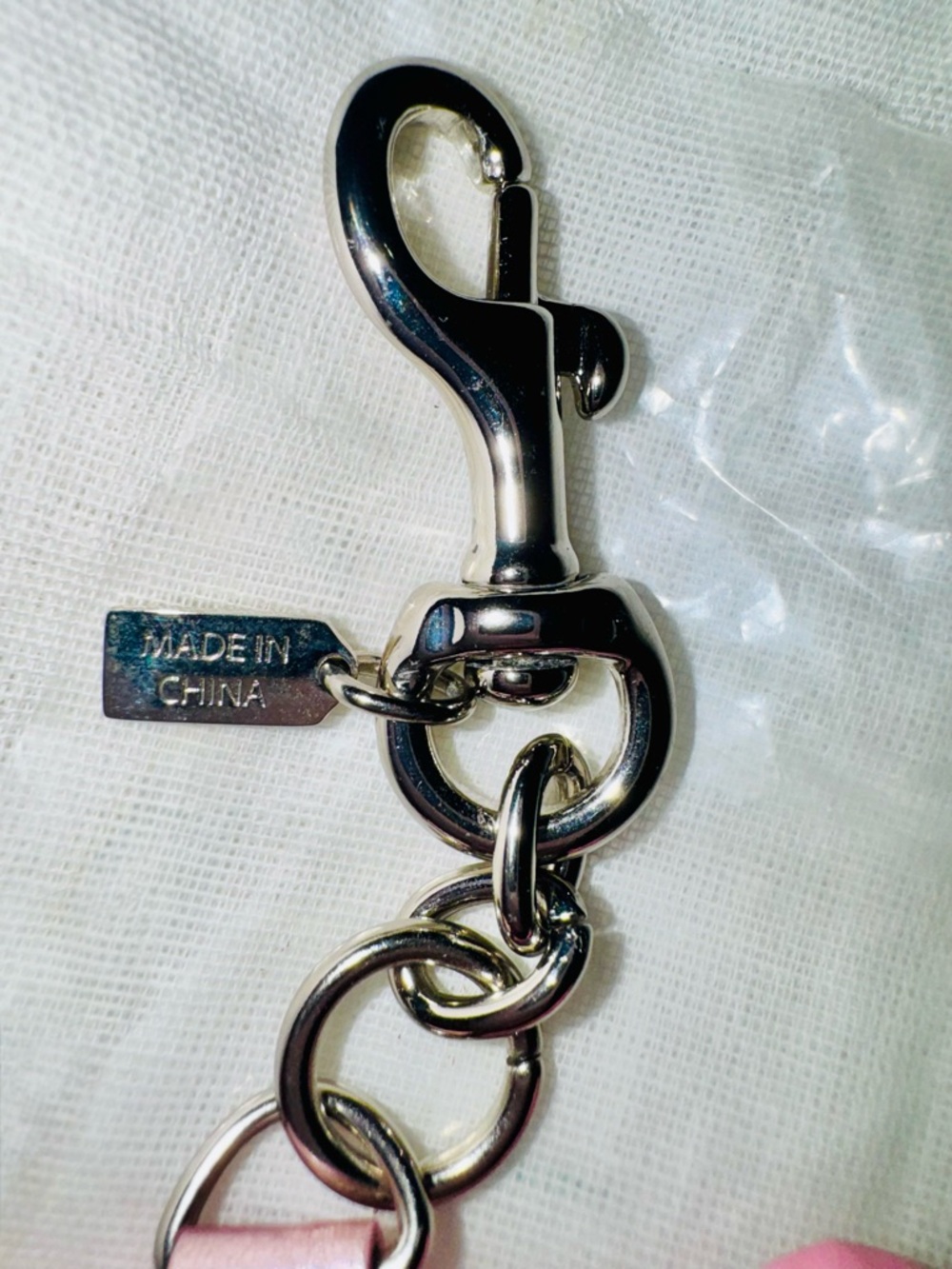Coach Poppy Pig Bag Charm Keychain with Silver Hardware Pink Sequin - New in Bag - Picture 15 of 15
